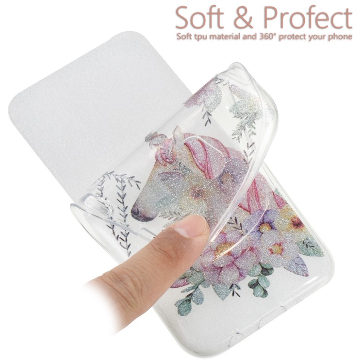 Clear IMD Glitter Powder Patterned TPU Phone Cover for Samsung Galaxy J5 Pro (2017) / J5 (2017) EU Version - Sleeping Unicorn-6