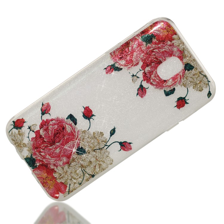 Clear IMD Glitter Powder Patterned TPU Phone Casing Cover for Samsung Galaxy J5 Pro (2017) / J5 (2017) EU Version - Pretty Roses-3