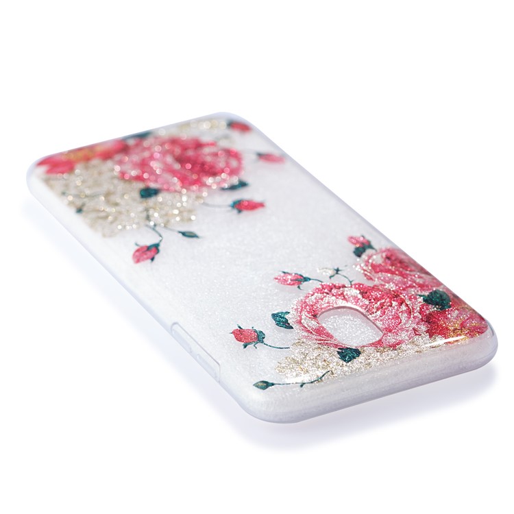 Clear IMD Glitter Powder Patterned TPU Phone Casing Cover for Samsung Galaxy J5 Pro (2017) / J5 (2017) EU Version - Pretty Roses-5