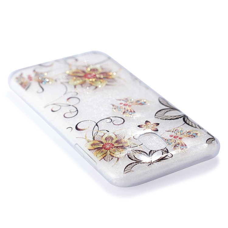 Clear IMD Glitter Powder Patterned TPU Phone Shell for Samsung Galaxy J5 Pro (2017) / J5 (2017) EU Version - Butterflies and Flowers-5