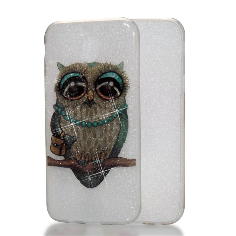 Clear IMD Glitter Powder Patterned TPU Phone Acccessory Case for Samsung Galaxy J5 Pro (2017) / J5 (2017) EU Version - Owl-1
