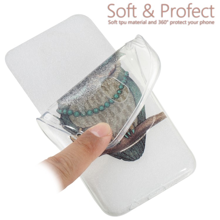 Clear IMD Glitter Powder Patterned TPU Phone Acccessory Case for Samsung Galaxy J5 Pro (2017) / J5 (2017) EU Version - Owl-6