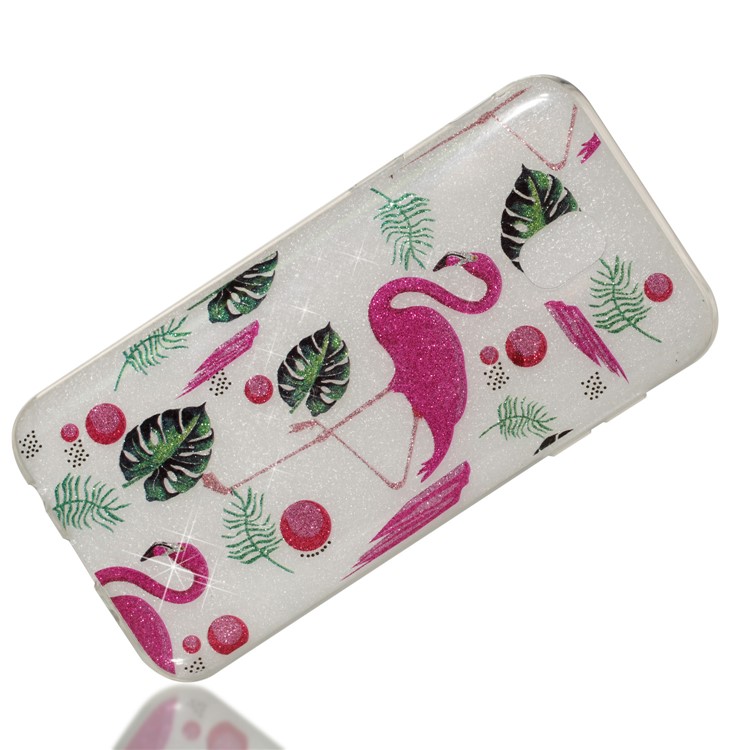 Clear IMD Glitter Powder Patterned TPU Phone Accessory Casing for Samsung Galaxy J5 Pro (2017) / J5 (2017) EU Version - Flamingo-3