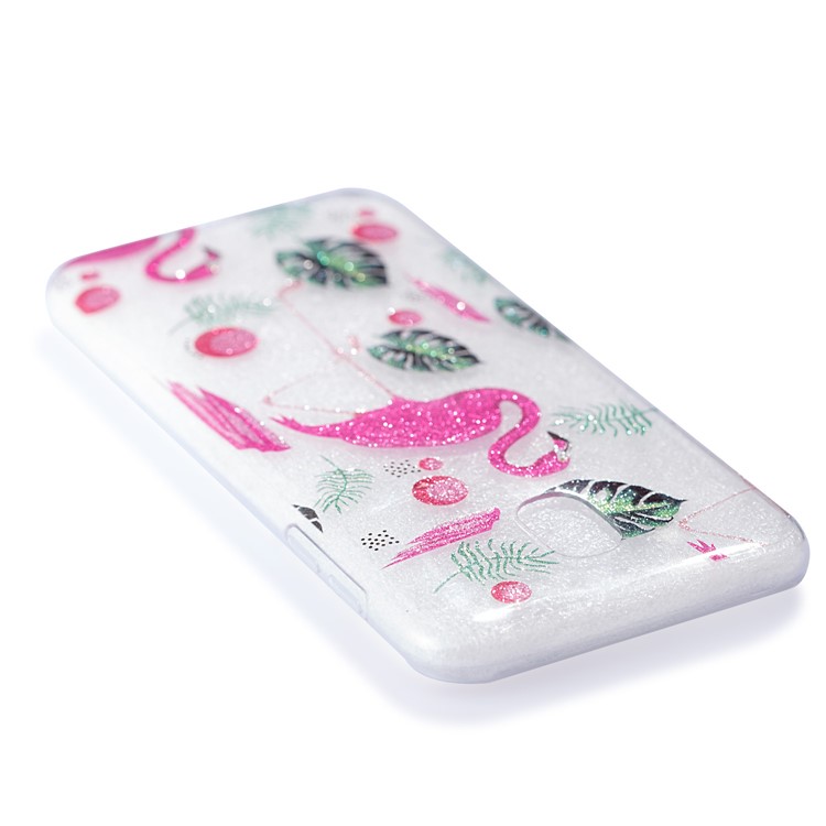Clear IMD Glitter Powder Patterned TPU Phone Accessory Casing for Samsung Galaxy J5 Pro (2017) / J5 (2017) EU Version - Flamingo-5