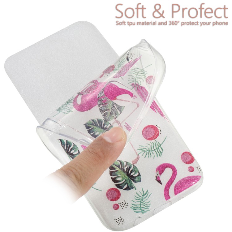 Clear IMD Glitter Powder Patterned TPU Phone Accessory Casing for Samsung Galaxy J5 Pro (2017) / J5 (2017) EU Version - Flamingo-6