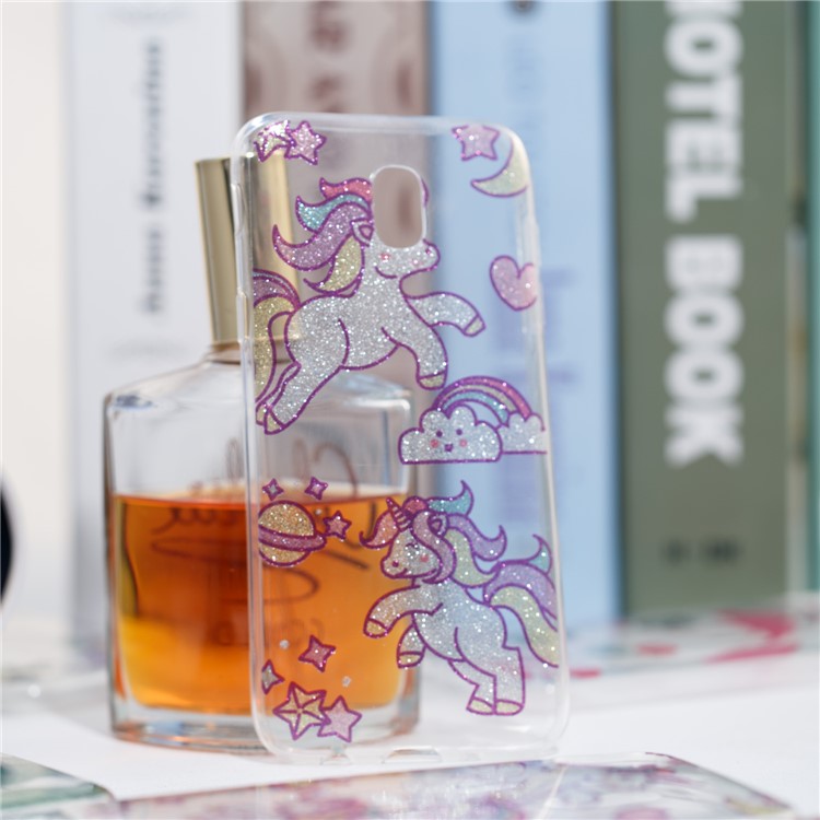 Clear IMD Glitter Powder Patterned TPU Phone Accessory Cover for Samsung Galaxy J5 Pro (2017) / J5 (2017) EU Version - Playing Unicorns-4