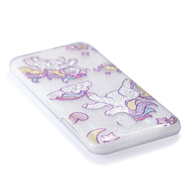 Clear IMD Glitter Powder Patterned TPU Phone Accessory Cover for Samsung Galaxy J5 Pro (2017) / J5 (2017) EU Version - Playing Unicorns-5