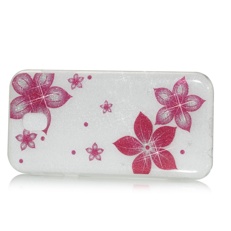 Clear IMD Glitter Powder Patterned TPU Cellphone Case for Samsung Galaxy J5 Pro (2017) / J5 (2017) EU Version - Red Flowers-2