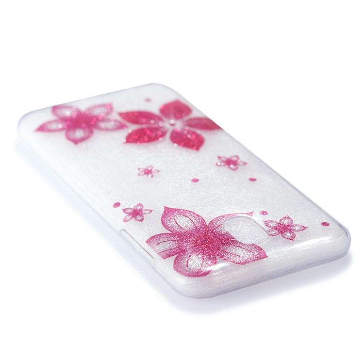 Clear IMD Glitter Powder Patterned TPU Cellphone Case for Samsung Galaxy J5 Pro (2017) / J5 (2017) EU Version - Red Flowers-5