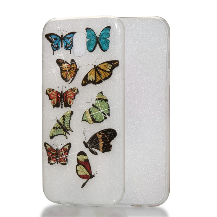 Clear IMD Glitter Powder Patterned TPU Cellphone Cover for Samsung Galaxy J5 Pro (2017) / J5 (2017) EU Version - Colorful Butterflies-1