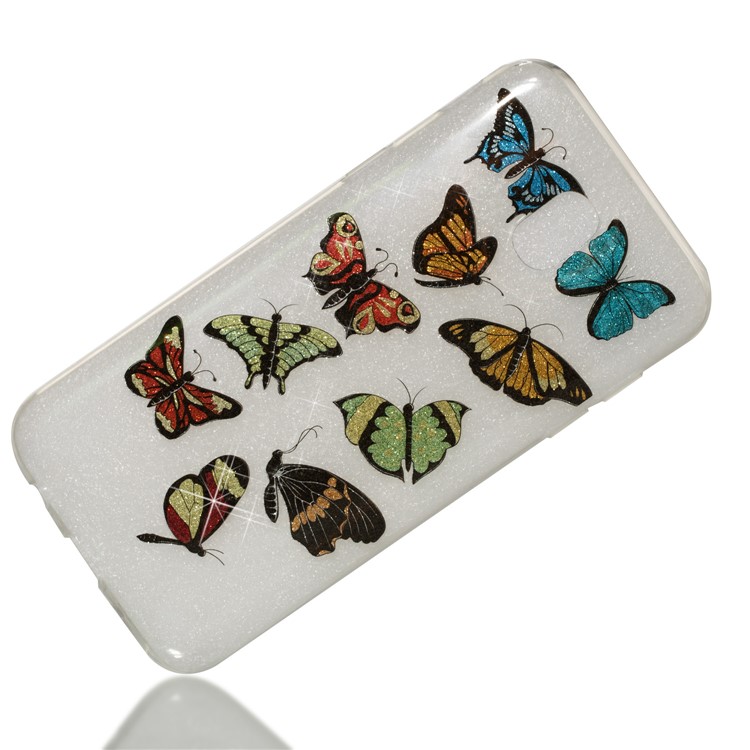 Clear IMD Glitter Powder Patterned TPU Cellphone Cover for Samsung Galaxy J5 Pro (2017) / J5 (2017) EU Version - Colorful Butterflies-3