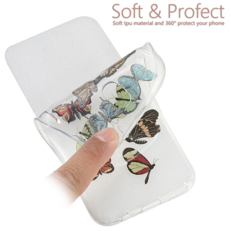 Clear IMD Glitter Powder Patterned TPU Cellphone Cover for Samsung Galaxy J5 Pro (2017) / J5 (2017) EU Version - Colorful Butterflies-6