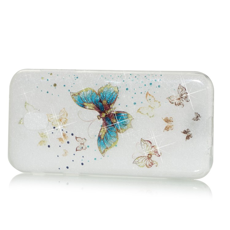 Clear IMD Glitter Powder Patterned TPU Mobile Shell for Samsung Galaxy J5 Pro (2017) / J5 (2017) EU Version - Shiny Butterflies-2