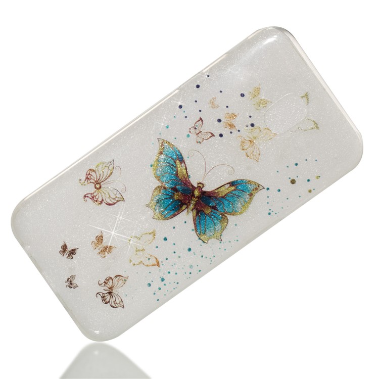 Clear IMD Glitter Powder Patterned TPU Mobile Shell for Samsung Galaxy J5 Pro (2017) / J5 (2017) EU Version - Shiny Butterflies-3