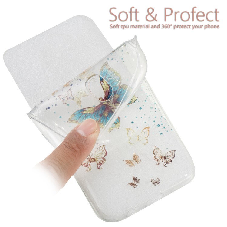 Clear IMD Glitter Powder Patterned TPU Mobile Shell for Samsung Galaxy J5 Pro (2017) / J5 (2017) EU Version - Shiny Butterflies-6