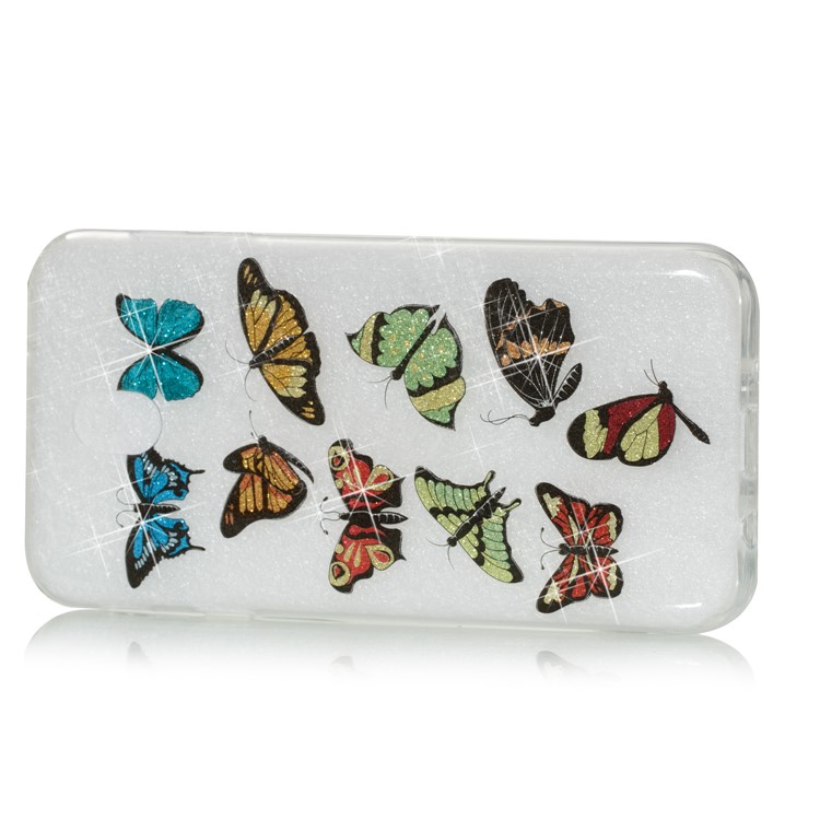 Clear IMD Glitter Powder Patterned TPU Phone Casing for Samsung Galaxy J7 Pro (2017) / J7 (2017) EU Version - Colorful Butterflies-2