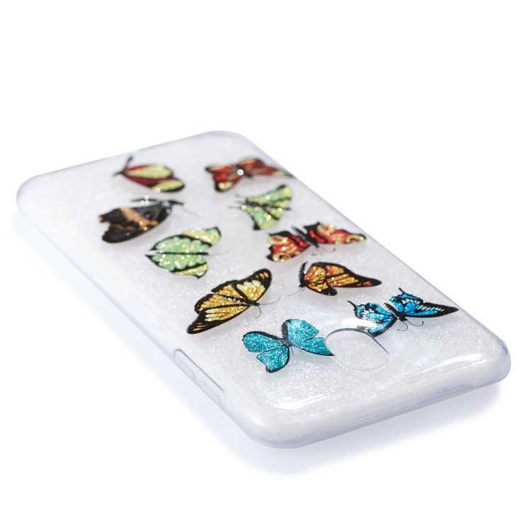 Clear IMD Glitter Powder Patterned TPU Phone Casing for Samsung Galaxy J7 Pro (2017) / J7 (2017) EU Version - Colorful Butterflies-5