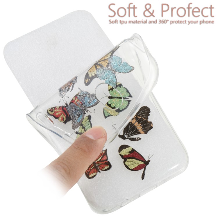 Clear IMD Glitter Powder Patterned TPU Phone Casing for Samsung Galaxy J7 Pro (2017) / J7 (2017) EU Version - Colorful Butterflies-6