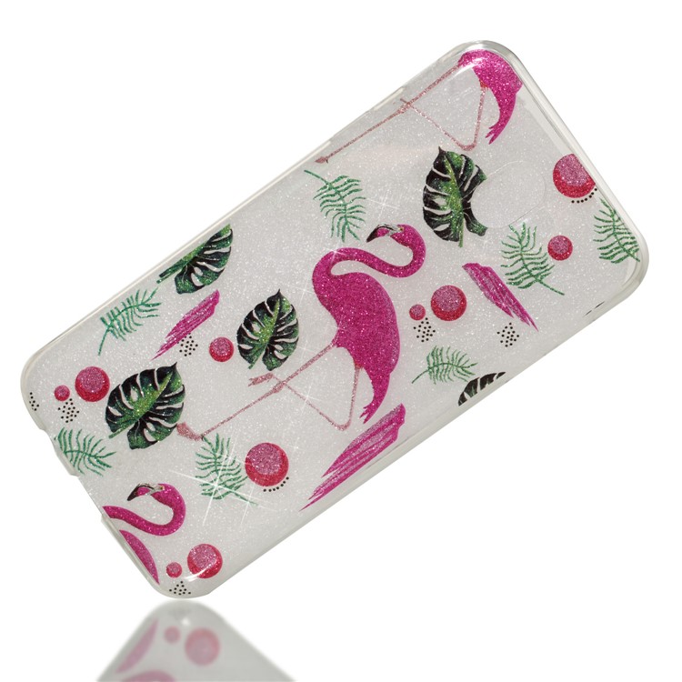 Clear IMD Glitter Powder Patterned TPU Phone Casing Cover for Samsung Galaxy J7 Pro (2017) / J7 (2017) EU Version - Flamingo-3