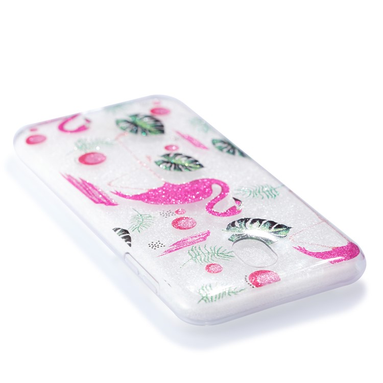 Clear IMD Glitter Powder Patterned TPU Phone Casing Cover for Samsung Galaxy J7 Pro (2017) / J7 (2017) EU Version - Flamingo-5