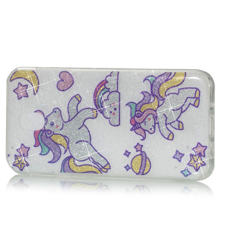Clear IMD Glitter Powder Patterned TPU Phone Shell for Samsung Galaxy J7 Pro (2017) / J7 (2017) EU Version - Playing Unicorns-2