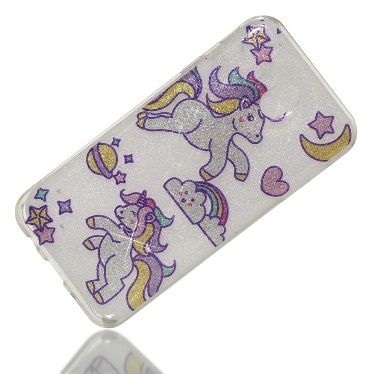 Clear IMD Glitter Powder Patterned TPU Phone Shell for Samsung Galaxy J7 Pro (2017) / J7 (2017) EU Version - Playing Unicorns-3