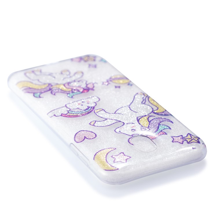 Clear IMD Glitter Powder Patterned TPU Phone Shell for Samsung Galaxy J7 Pro (2017) / J7 (2017) EU Version - Playing Unicorns-5