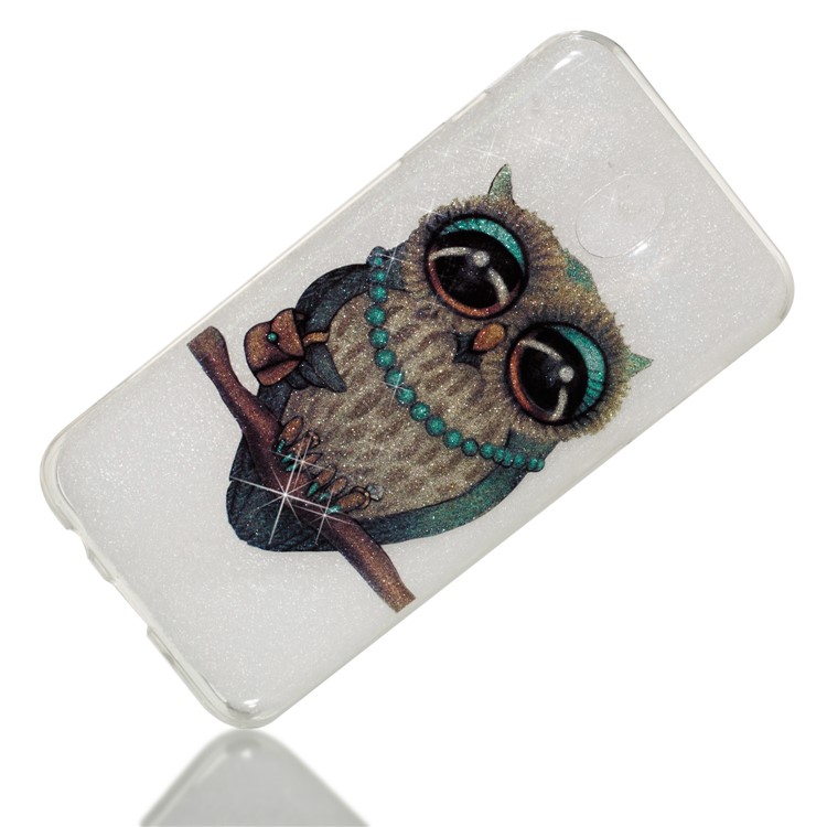 Clear IMD Glitter Powder Patterned TPU Phone Accessory Case for Samsung Galaxy J7 Pro (2017) / J7 (2017) EU Version - Owl-3