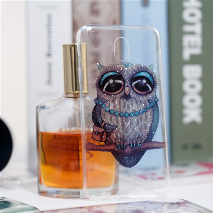 Clear IMD Glitter Powder Patterned TPU Phone Accessory Case for Samsung Galaxy J7 Pro (2017) / J7 (2017) EU Version - Owl-4