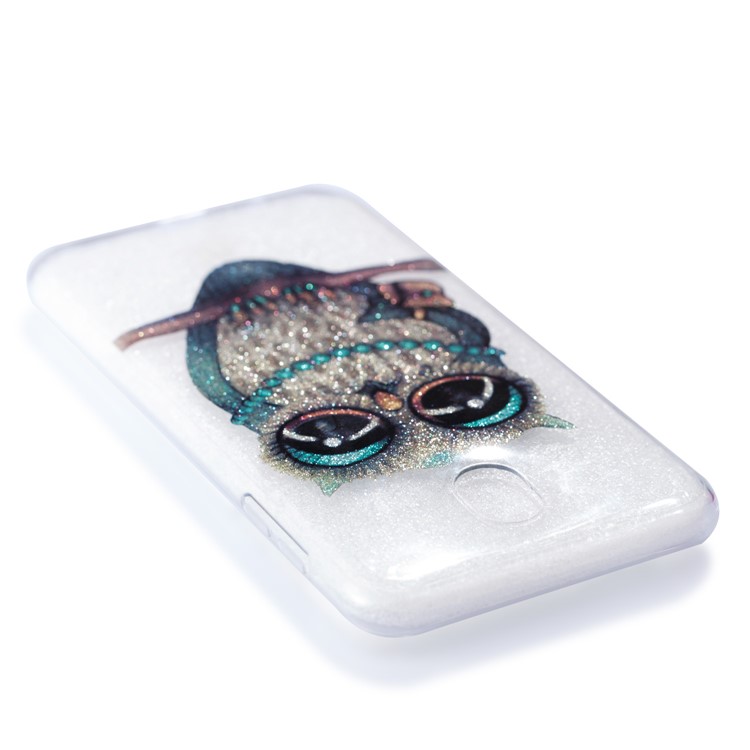 Clear IMD Glitter Powder Patterned TPU Phone Accessory Case for Samsung Galaxy J7 Pro (2017) / J7 (2017) EU Version - Owl-5