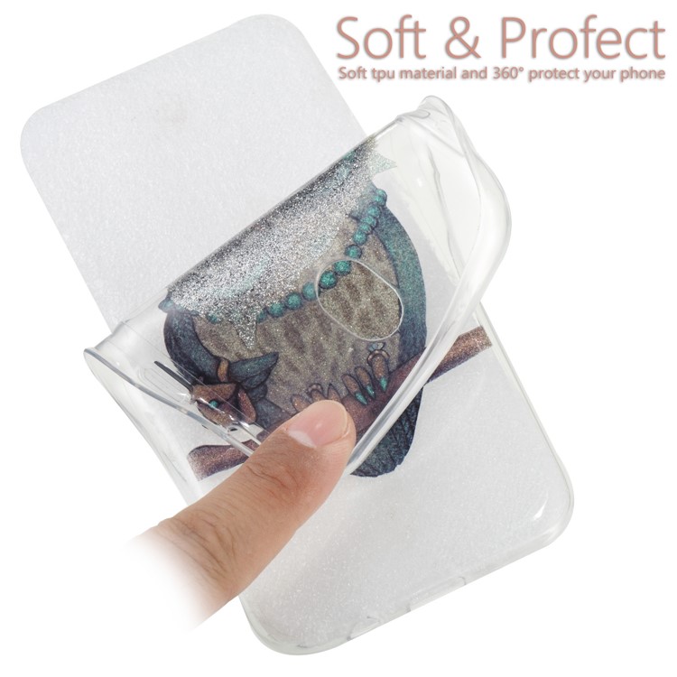 Clear IMD Glitter Powder Patterned TPU Phone Accessory Case for Samsung Galaxy J7 Pro (2017) / J7 (2017) EU Version - Owl-6