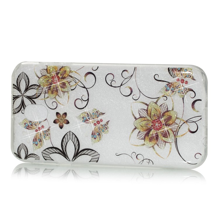 Clear IMD Glitter Powder Patterned TPU Phone Accessory Cover for Samsung Galaxy J7 Pro (2017) / J7 (2017) EU Version - Butterflies and Flowers-2