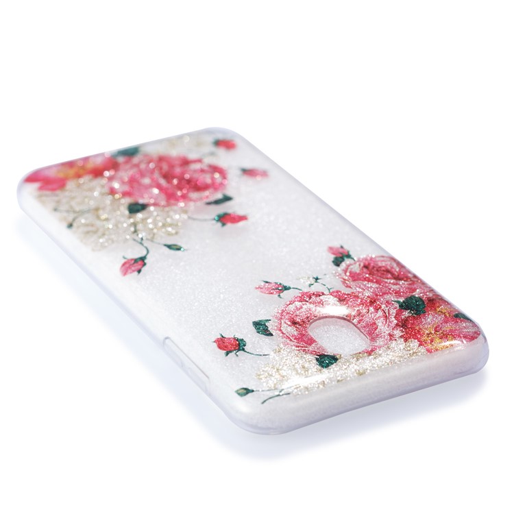 Clear IMD Glitter Powder Patterned TPU Phone Accessory Casing for Samsung Galaxy J7 Pro (2017) / J7 (2017) EU Version - Pretty Roses-5