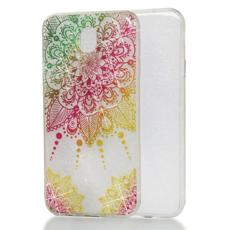 Clear IMD Glitter Powder Patterned TPU Phone Protection Cover for Samsung Galaxy J7 Pro (2017) / J7 (2017) EU Version - Mandala-1