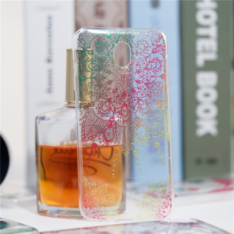 Clear IMD Glitter Powder Patterned TPU Phone Protection Cover for Samsung Galaxy J7 Pro (2017) / J7 (2017) EU Version - Mandala-4