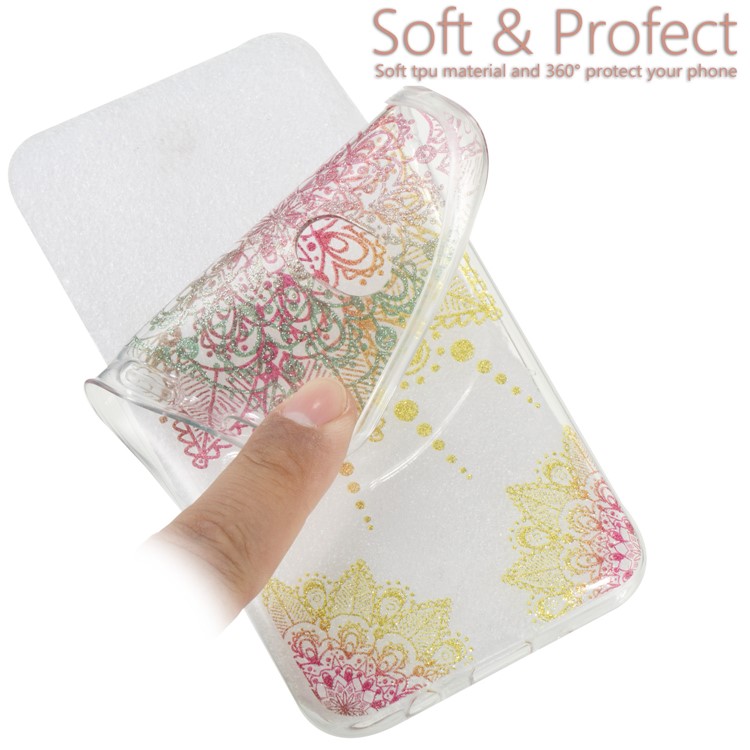Clear IMD Glitter Powder Patterned TPU Phone Protection Cover for Samsung Galaxy J7 Pro (2017) / J7 (2017) EU Version - Mandala-6