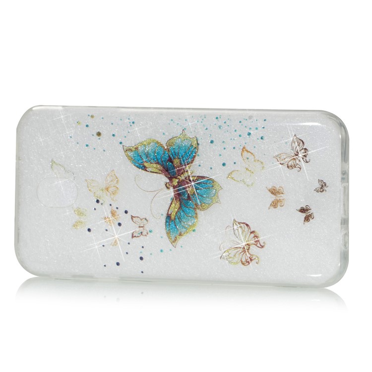 Clear IMD Glitter Powder Patterned TPU Phone Protection Shell for Samsung Galaxy J7 Pro (2017) / J7 (2017) EU Version - Shiny Butterflies-2