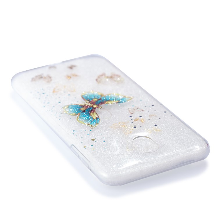 Clear IMD Glitter Powder Patterned TPU Phone Protection Shell for Samsung Galaxy J7 Pro (2017) / J7 (2017) EU Version - Shiny Butterflies-5
