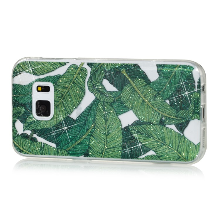 IMD Glitter Powder TPU Protective Shell for Samsung Galaxy S7 SM-G930 - Green Leaves-2