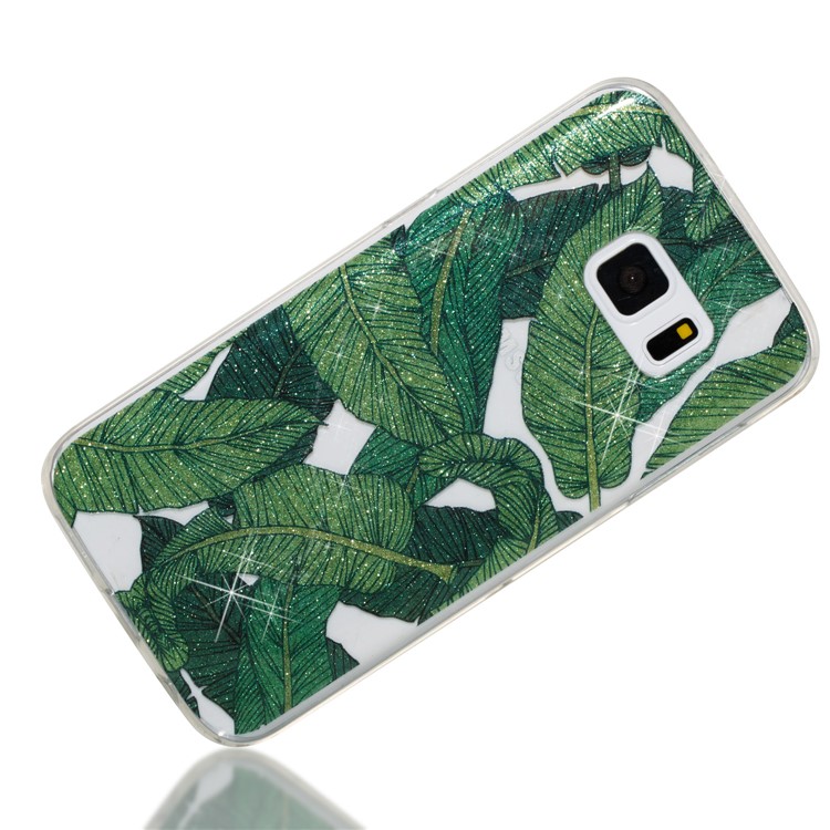 IMD Glitter Powder TPU Protective Shell for Samsung Galaxy S7 SM-G930 - Green Leaves-3