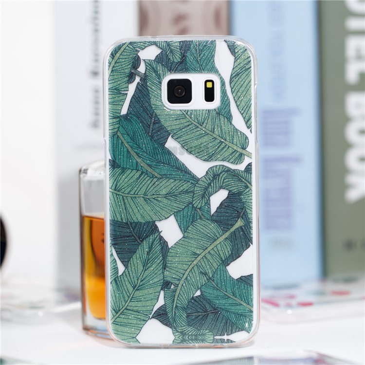 IMD Glitter Powder TPU Protective Shell for Samsung Galaxy S7 SM-G930 - Green Leaves-4