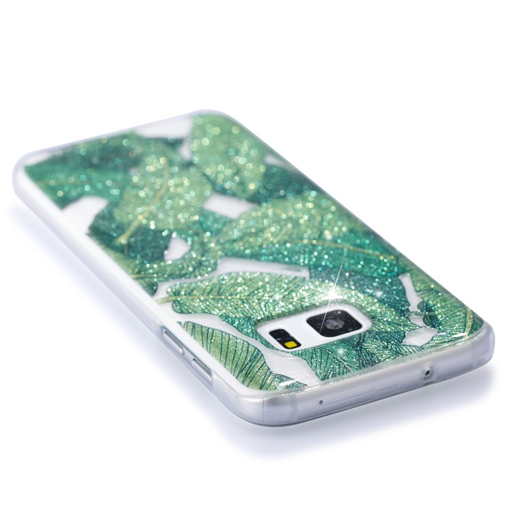 IMD Glitter Powder TPU Protective Shell for Samsung Galaxy S7 SM-G930 - Green Leaves-5