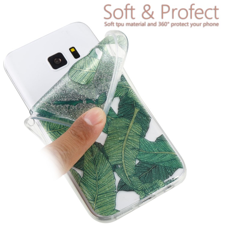 IMD Glitter Powder TPU Protective Shell for Samsung Galaxy S7 SM-G930 - Green Leaves-6