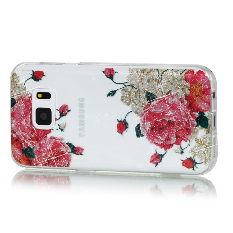 IMD Glitter Powder TPU Protection Phone Case for Samsung Galaxy S7 SM-G930 - Blooming Flowers-2