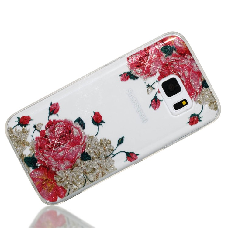 IMD Glitter Powder TPU Protection Phone Case for Samsung Galaxy S7 SM-G930 - Blooming Flowers-3