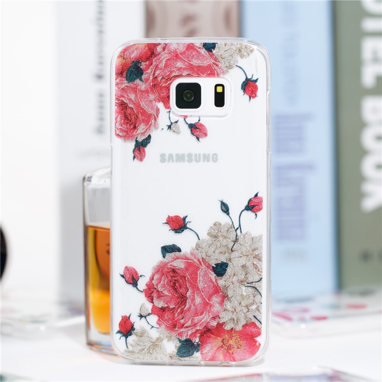 IMD Glitter Powder TPU Protection Phone Case for Samsung Galaxy S7 SM-G930 - Blooming Flowers-4
