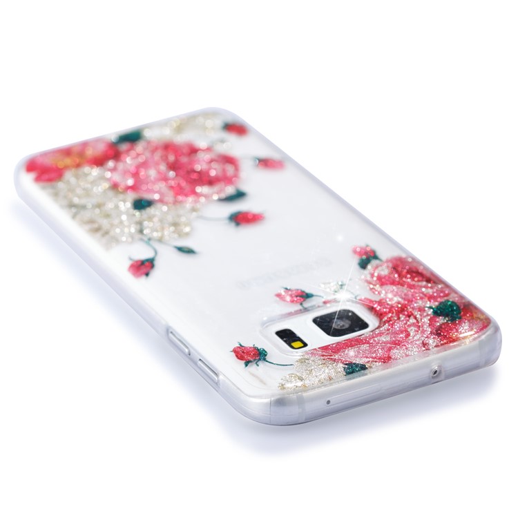 IMD Glitter Powder TPU Protection Phone Case for Samsung Galaxy S7 SM-G930 - Blooming Flowers-5