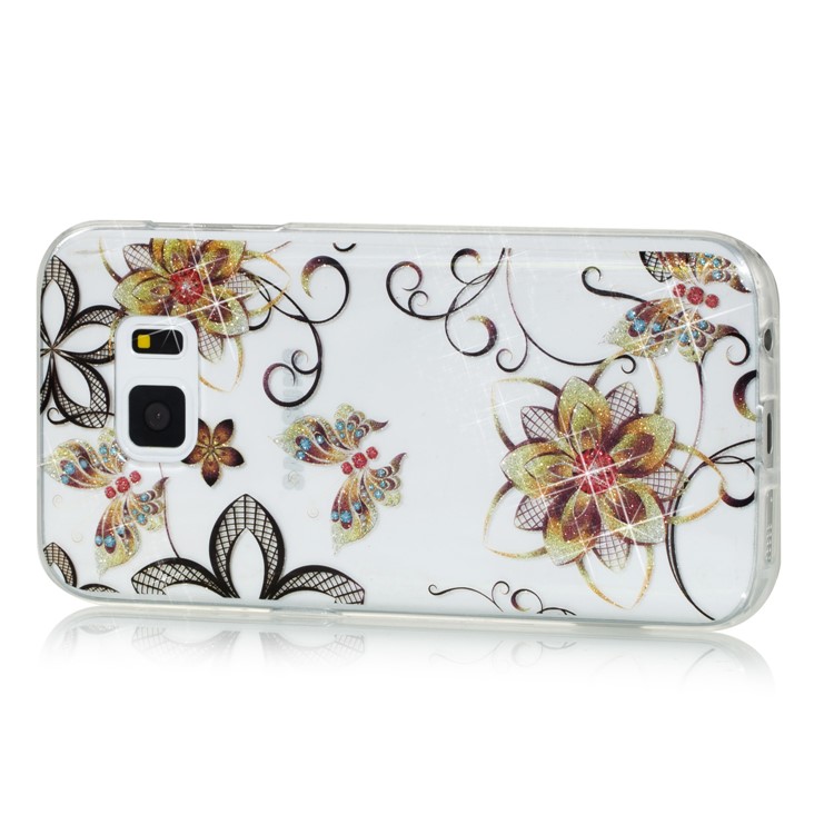 IMD Glitter Powder TPU Protection Phone Shell for Samsung Galaxy S7 SM-G930 - Flowers and Butterflies-2