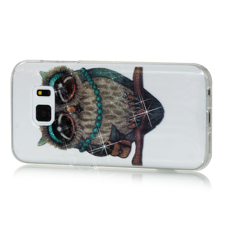 IMD Glitter Powder Flexible TPU Mobile Phone Case for Samsung Galaxy S7 SM-G930 - Owl Pattern-2
