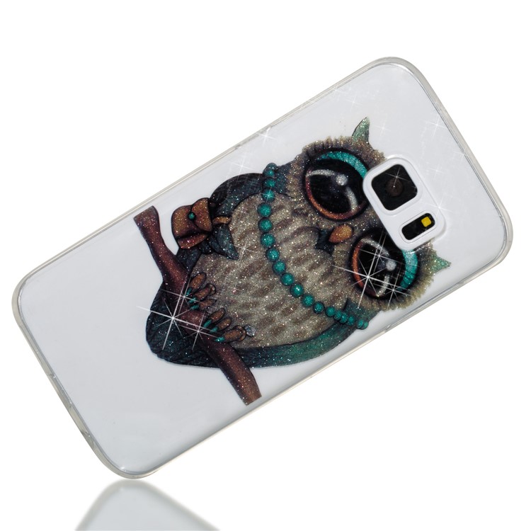 IMD Glitter Powder Flexible TPU Mobile Phone Case for Samsung Galaxy S7 SM-G930 - Owl Pattern-3